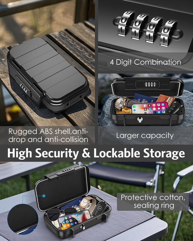 AMIR Portable Safe Box, Combination Security Case LockBox with Code, Waterproof Anti-Theft Mini Travel Safe Box with Removable Chain, Portable Lock Box for Home, Office, Christmas - Image 3